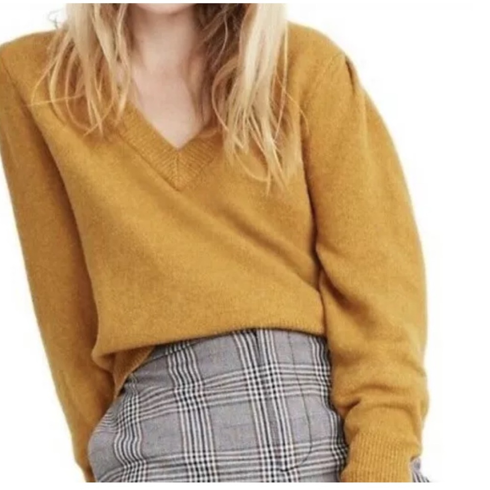 Madewell V-Neck Pullover Mustard Yellow Sweater